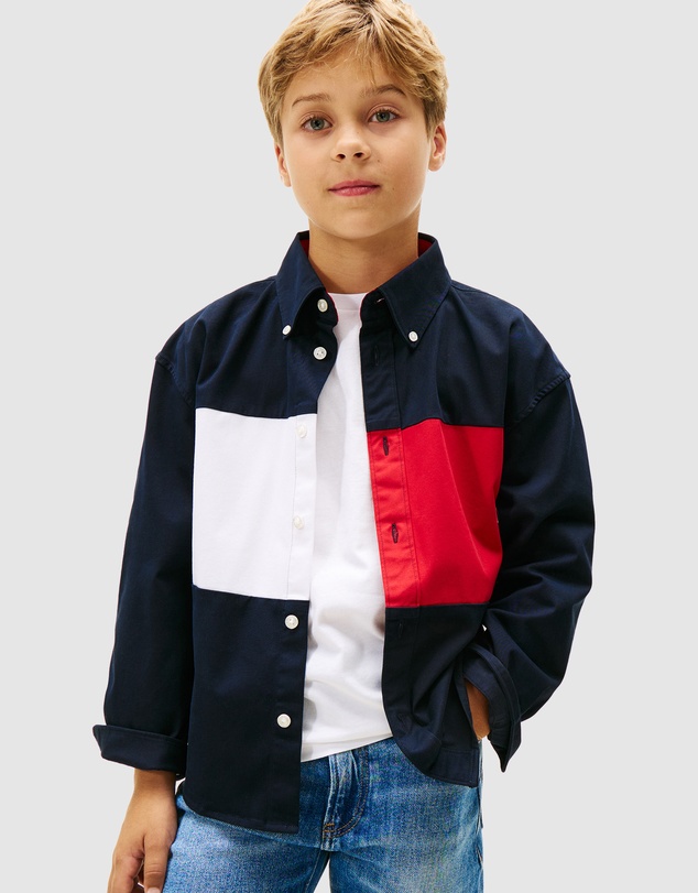Tommy Hilfiger - Heritage Regular Fit Colour-Blocked Back Flag Shirt - Teens