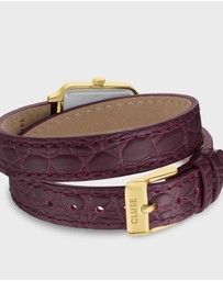 Cluse - Gracieuse Petite Watch Double Crocodile Leather, Wine, Gold Colour