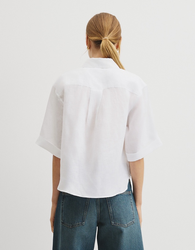 Country Road - Short Sleeve Crop Linen Shirt