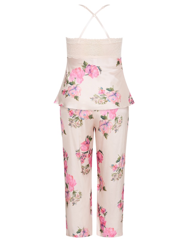 City Chic - Plus size Arcadia Cami Pant Set - pink