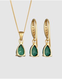 Elli Jewelry - Jewelry Set Drop Pendant Sparkling with Quartz Gemstone in 925 Sterling Silver Gold Plated