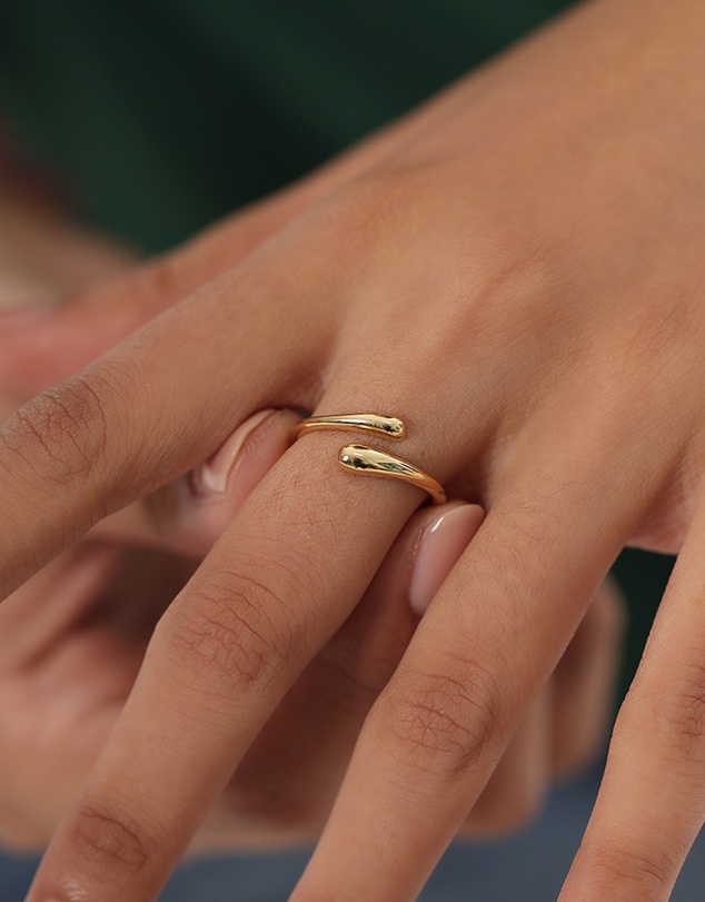 Elli Jewelry - Ring Minimalist 925 Sterling Silver Gold-Plated