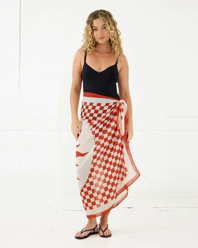Morgan & Taylor - Athena Beach Sarong in Rust Orange