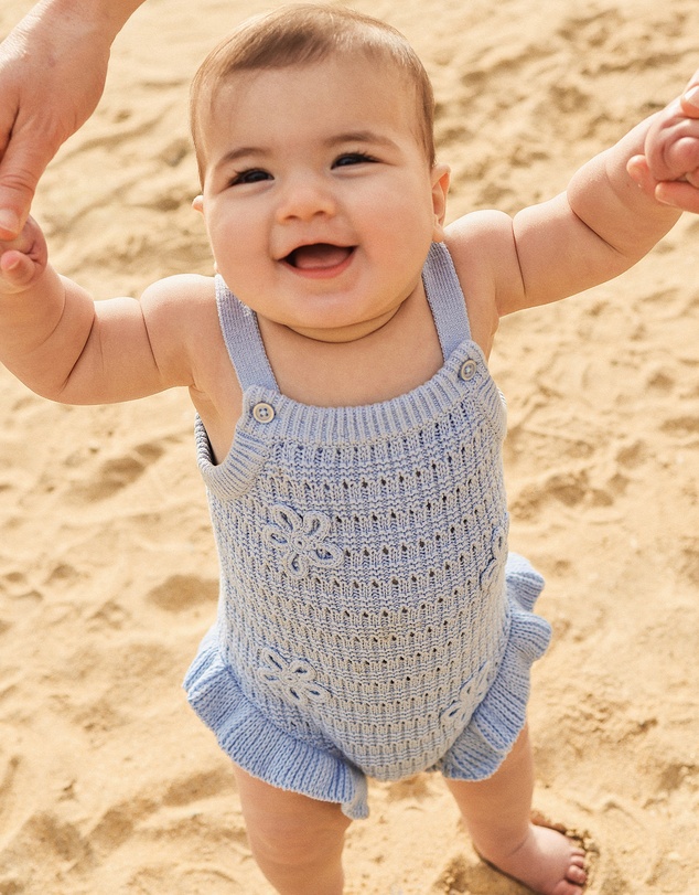 Kynd Baby - Crochet Romper in Blue