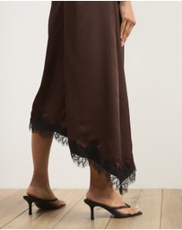 Atmos&Here - Quinn Satin Midi Dress With Lace Trim
