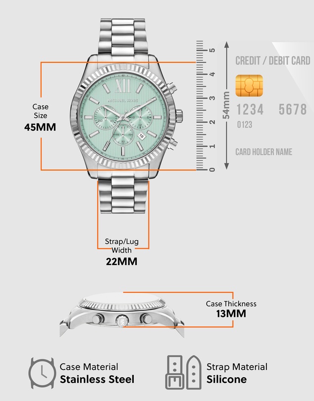Michael Kors - Lexington Silver Tone Chronograph Watch