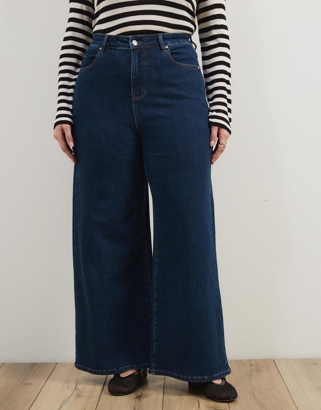 Atmos&Here Curvy - Betty High Waist Wide Leg Stretch Jeans