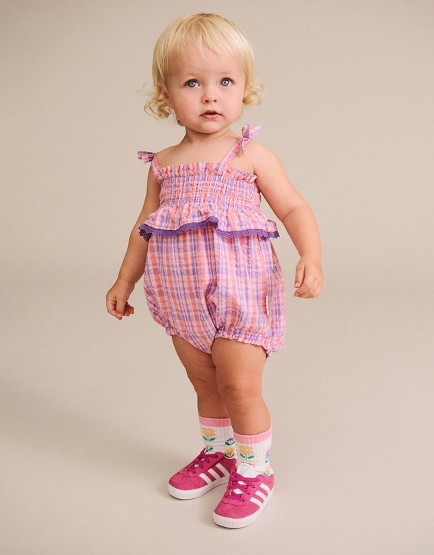 Huxbaby - Tropical Check Tie Romper - Babies