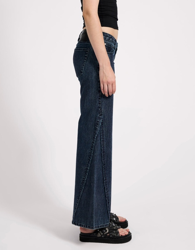 ONE TEASPOON - Johnnies Low Waist Wide Leg Flared Denim Jeans - Indigo Blue