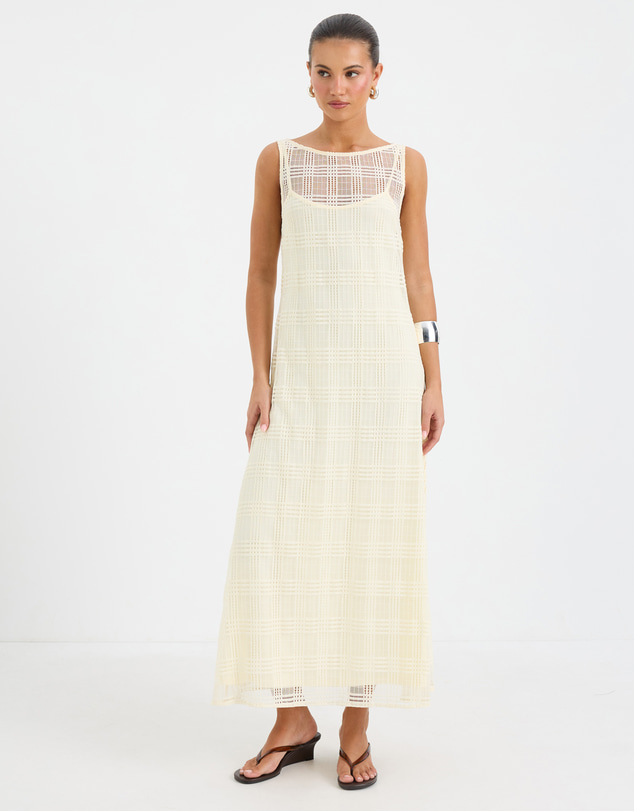Calli - Selene Sheer Check Midi Dress