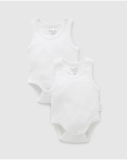 Purebaby - Rib Bodysuit 2 pack-Babies