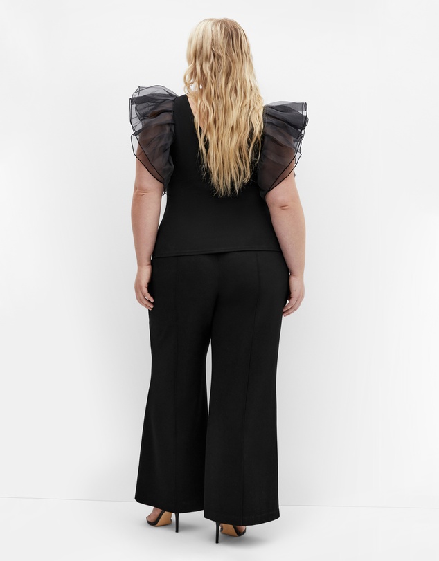 City Chic - Plus size Sierra Ruffle Sleeve Top - black