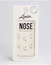 Lovisa - Surgical Steel Multi Cubic Zirconia Clear Nose Stud 6-Pack