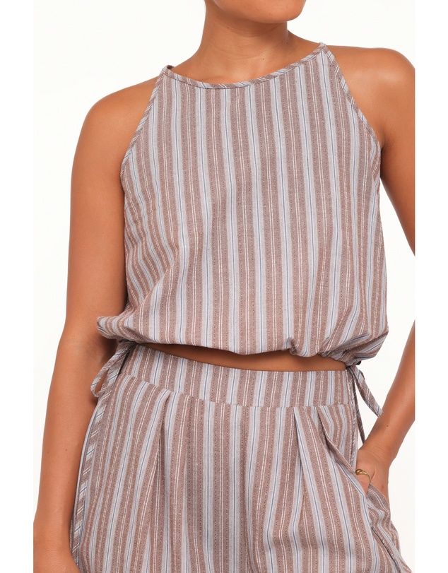 Petal & Pup - Avire Pant Set - Beige Blue Stripe
