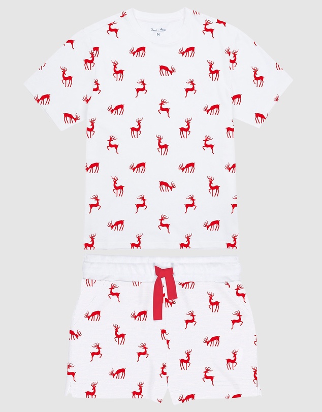 Sant And Abel - Kids Reindeer Red Short PJ Set