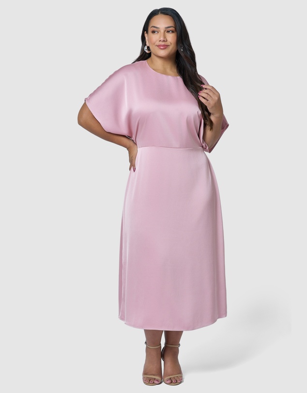 Pink Dusk by Curve Project - Lust Unleashed Satin Midi Dress