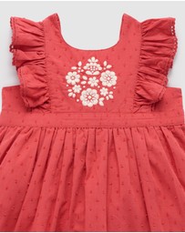 Purebaby - Red Embroidered Dress -Kids-Babies