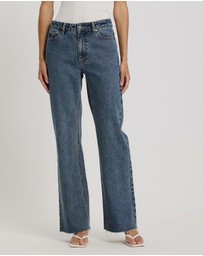 Atmos&Here - Myra Straight Leg Raw Hem Jeans