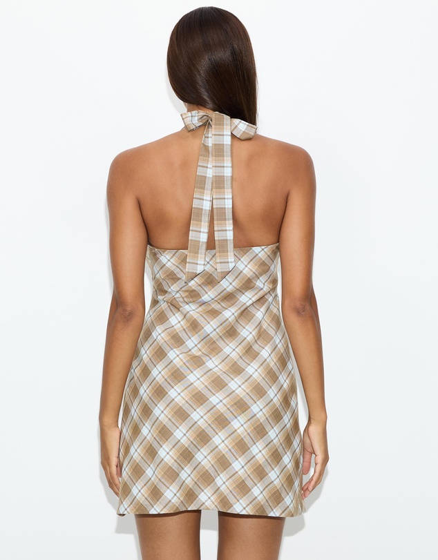 Dazie - Kaia V-Neck Check Mini Dress