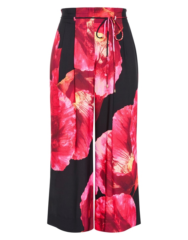 City Chic - Plus size Shania Floral Print Wide Leg Pant - black