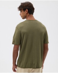 AERE - Linen Blend Rolled Hem Tee