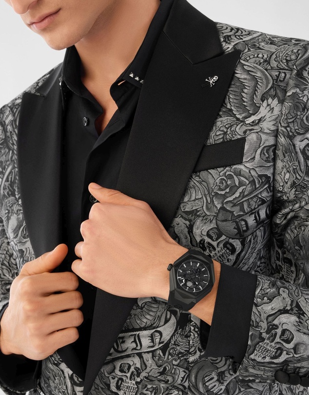Philipp Plein - $kull Spikes 45mm Black Dial and Silicone Strap