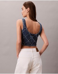 Calvin Klein Jeans - Denim Allover Monogram Cropped Tank Top