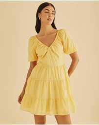 Atmos&Here - Micky Puff Sleeve Tiered Mini Dress