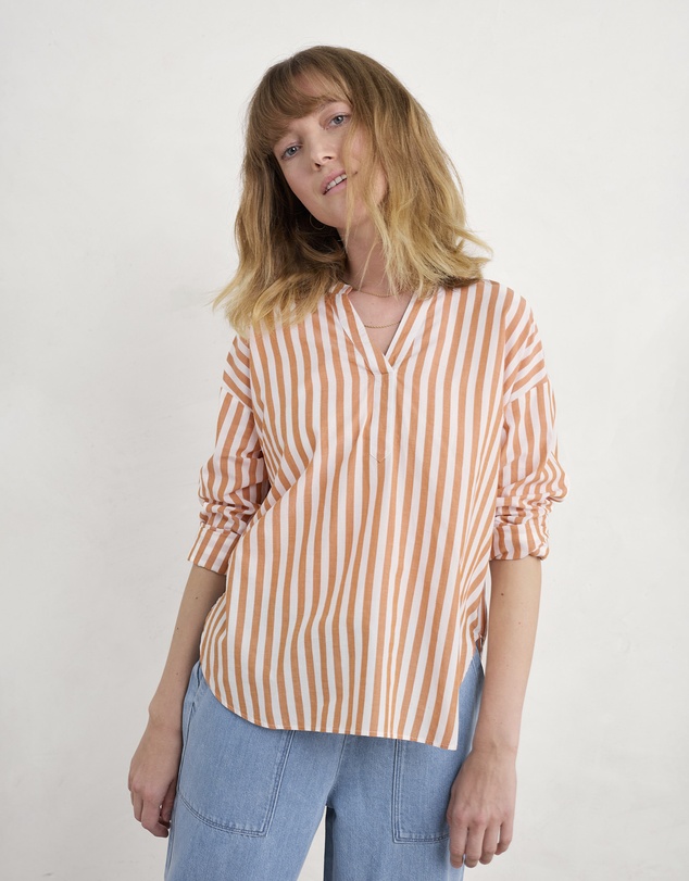 Seasalt - Seasalt Cornwall Yellow Eyebright Longline Striped Shirt