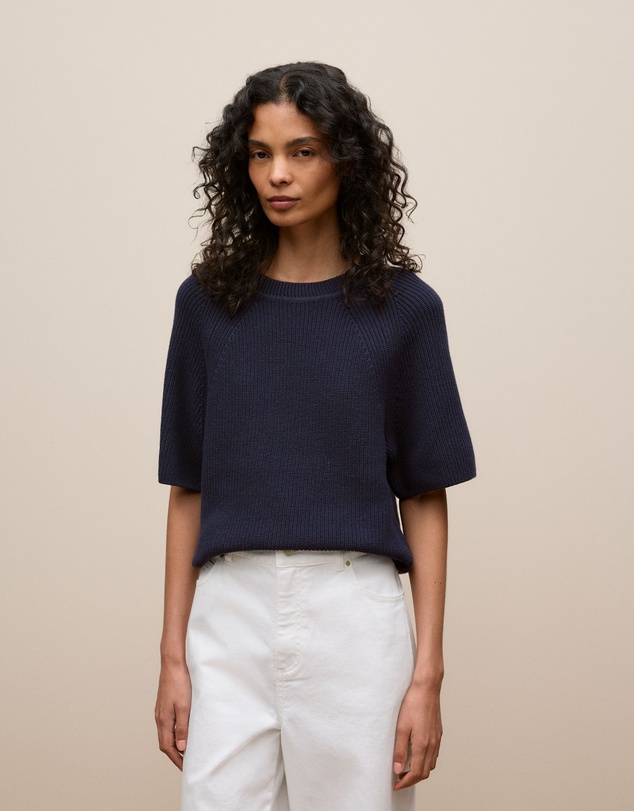 Trenery - Textured 3/4 Sleeve Knit in Night Sky
