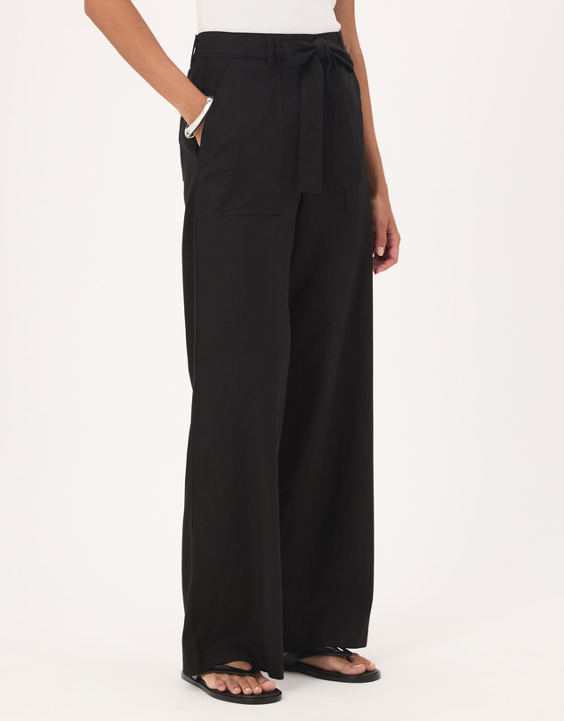 Atmos&Here - Ava Linen Blend Tie Waist Wide Leg Pants