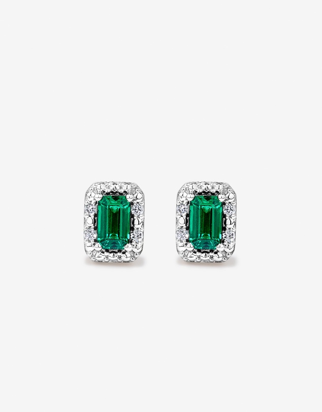 Michael Hill - Created Emerald & 0.10TW Laboratory-Grown Diamond Pendant and Earring Gift Set in 10 Karat Yellow Gold and Rhodium