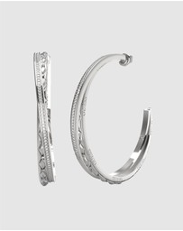 GUESS - Silver-Tone Stylish Guess Hoop Earrings