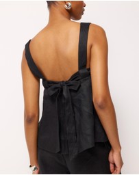 AERE - Straight Neck Tie Back Top