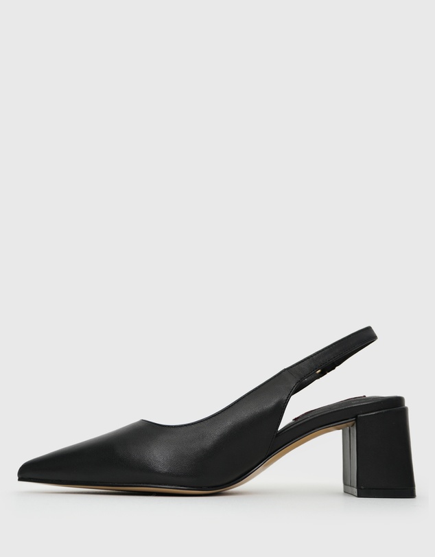 Betts - Wider Fit Kendra Leather Pointed Toe Slingback Pumps