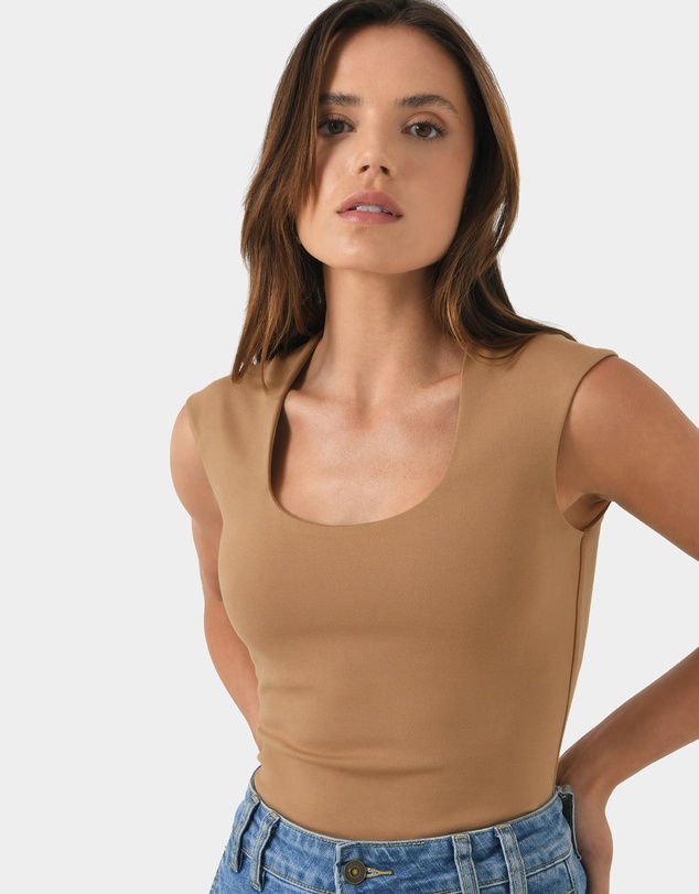 Forcast - Soho Rounded Square Neck Top