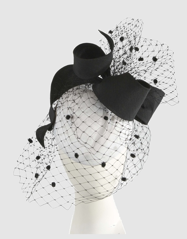 Max Alexander - White & Black Pillbox with Veil Fascinator