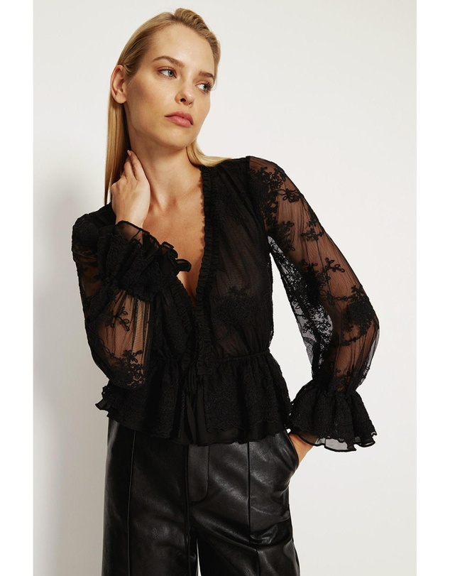 Bardot - Natoli Embroidered Mesh Blouse