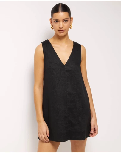 AERE - Eve Mini Linen Shift Dress