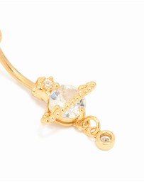 Lovisa - Gold Plated Titanium Cubic Zirconia Planet Belly Bar