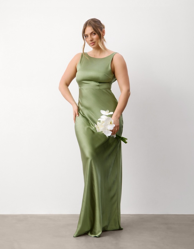 Six Stories - Cowl Back Satin Bridesmaid Dress