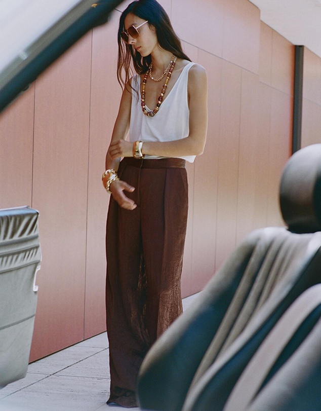 M.N.G - Straight-Leg Crinkled-Effect Trousers