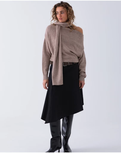 Style Addict - Wool Nora Scarf Knit Top
