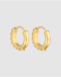 Elli Jewelry - Earrings Creoles Elegant Radiant with Synthetic Opal 925 Sterling Silver Gold Plated