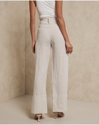 AERE - Linen Wide Leg Pants With Deep Waist Band