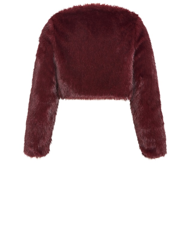 City Chic - Plus size Angel Faux Fur Crop Jacket - bordeaux