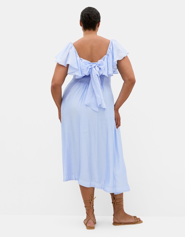 City Chic - Plus size Sherry Tie-Back Dress - sky blue