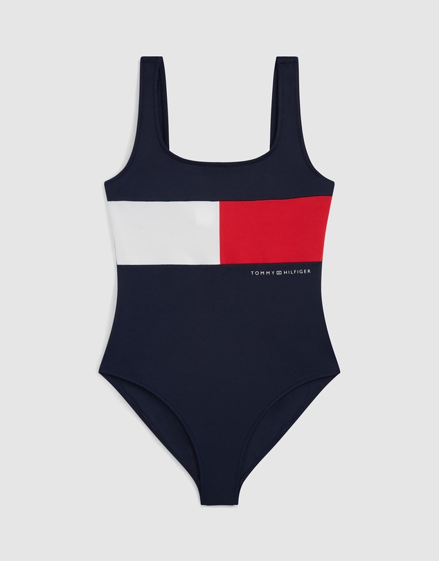 Tommy Hilfiger - Classic Colour-Blocked Square Neck Swimsuit - Teens