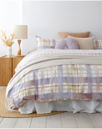 Bambury - Dion Watercolour Check Printed Cotton Quilt Cover Set - Reversible