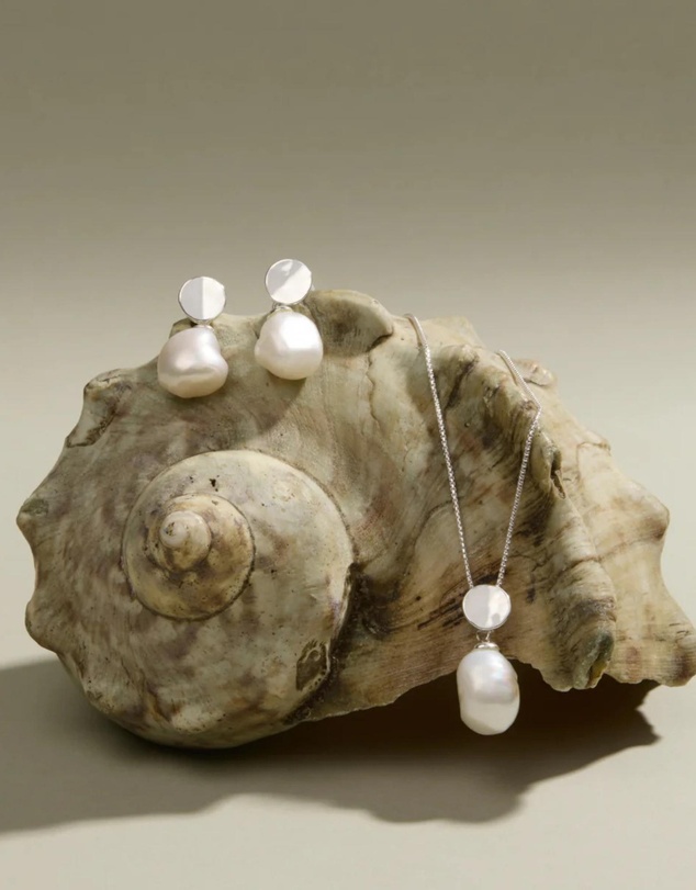 Najo - Ocean Drift Silver & Pearl Earring